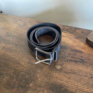 Men’s Leather Belt Size 38 Adjustable Black with Silver Buckle Casual & Dress